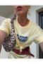 Women's Yellow Vegan Printed Oversize Loose Fit T-Shirt - 4