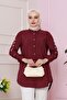 Tunic with Detailed Sleeves - Burgundy