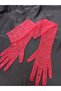 Taara Sequin Embroidered Sparkling Bridal Gloves Red - 5