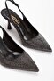 Women's Stone Embellished Thin Heeled Evening Shoes Black - 5