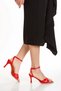 Women's Red Satin Stoned Evening Dress Shoes
