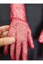 Taara Sequin Embroidered Sparkling Bridal Gloves Red - 6