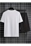 Bo Push Printed T-Shirt Short Wide Leg Comfortable Fit Black Bottom White Top Short Set - 2