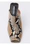 Animal Pattern Open Back Leather High Heels - 4