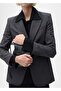 Straight Cut Micro Houndstooth Patterned Blazer Jacket