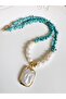Real Pearl and Turquoise Natural Stone Design Necklace 53 cm - 3