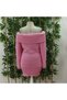 Long Sleeve Madonna Neck Short Raster Soft Knitwear Mini Dress Pink - 5