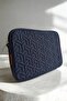 MacBook Air Pro 15" & 16" Laptop Bag Quilted Computer Bag Strap Case Navy Blue - 4