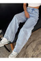 Lya Hsn Kot Aros Roman Kar Stretch Fabric Women's Blue Waist Loose New Jean - 2