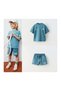 Moon Home Collection Blue Men's Tennis Themed Bottom Top Kids T-Shirt and Shorts Tracksuit Set