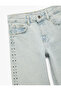 Cotton Stone Detailed Wide Leg Denim Trousers - 3