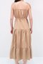Women's Dark Beige Layered Flounce Strap Dress with Bead Accessories Midiboy Dress Prmx12333 - 3