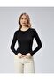 2-Piece Soft Cotton Round Neck Long Sleeve Blouse/Body (1 Black 1 White) - 3