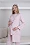 Maternity-Maternity Short Sleeve Pajamas Set with Dressing Gown and Button Collar Set of 3 - 2