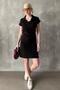 Black Buttoned Polo Neck Women's Dress Mg2305 - 3