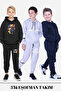 Boy's 3-Piece Hooded-Cangarous Pouch Printed Tracksuit