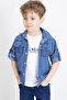 Blue Crew Neck T-Shirt with Back Print for Boys Jean Shirt 20094 - 2