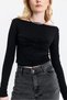 Black Chest Ruffle Detail Blouse 20178 - 4