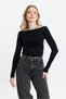 Black Chest Ruffle Detail Blouse 20178 - 8