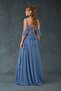 Indigo Flounced Top Lace Slit Evening Dress - 5