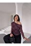 New Season Lined Single Shoulder Sleeves Tulle Blouse