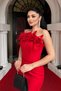 Atlas fabric underwire rose detailed pencil dress - red - 4