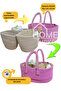 Large capacity modern jute mother baby diaper wipe laundry basket with removable organizer and handle bag