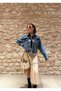 Bead Stone Detail Denim Jacket-S-M - 2