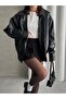 Oversize Vintage Black Leather Jacket