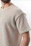Gray Crew Neck Cotton Striped Men's T-Shirt E7121 - 3