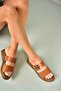 U 291099503   Tan Genuine Leather Women's Slippers