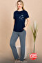 New Season Lady's Striped Short Sleeve Pajama Set - 12491 - 3