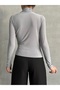 Women's Gray Drawstring Detailed Stand Collar Sandy Blouse - 6