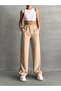 Women's Beige Pleated Loose Palazzo Trousers