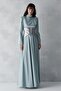 Satin Long Evening Dress with Corsage Detail