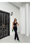 Women's Black Strappy Vest Trousers Set - 3