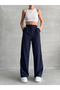 Women's Navy Blue Pleated Loose Palazzo Trousers - 5
