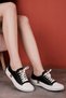 Races Women's Genuine Leather Lace-Up Casual Shoes-Black - 4