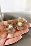 Special Series Pearl Detailed Wire Flower Earrings 5cm - 3