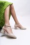 Women's Heeled Shoes00123801 Beige Suede - 4