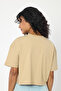 Lenithra Women's Oversize Beige Crop - 4