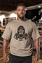 Men's Gorilla Printed Beige Oversize Crew Neck Cotton Sportsman T-Shirt