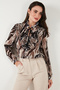 Patterned Tie-Detail V-Neck Chiffon Shirt SHIRT 611GO0192 - 4