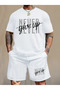 Never Give up Printed Unisex T-Shirt Shorts Bottom Top Suit