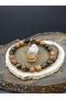 Kuka, Tiger's Eye Wood and Natural Stone Design Unisex Bracelet 8 mm (You Can Choose Your Size)