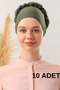 10-Piece Ruffled Bonnet Khaki Women's Hijab - Stitching Detail