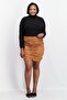 Women Curve Fit Plain Mini Skirt, Brown - 4