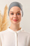 Women's Hijab Seamless Set Bonnet Dark Gray 10Pcs Laced Combed Cotton Bonnet - 2