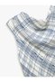 Viscose Sleeveless Degaje Collar Plaid Satin Blouse - 5