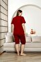 100% Cotton Large Size Short Sleeve Capri Women's Pajamas Set - 4